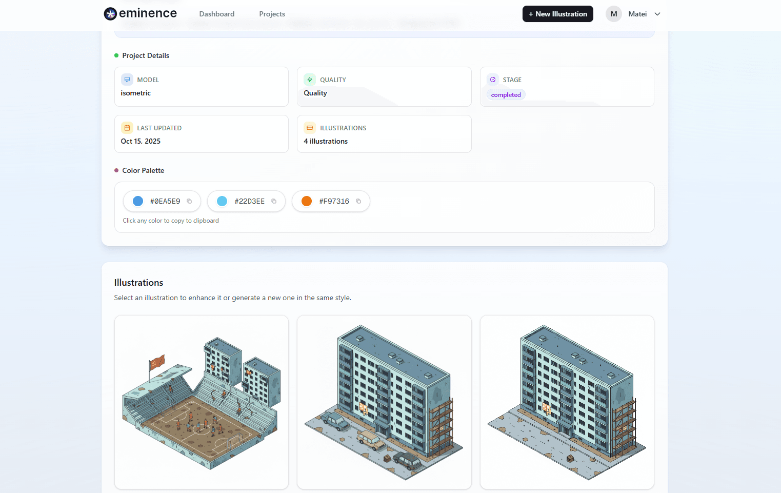 Eminence AI Dashboard - Create and manage illustrations in seconds